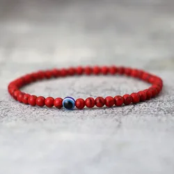 Fashion 4mm Bracelet Natural Stone Beads Evil Eye Braslet Obsidian Hematite Elastic Braclet For Men Hand Jewelry Pulseras Homme