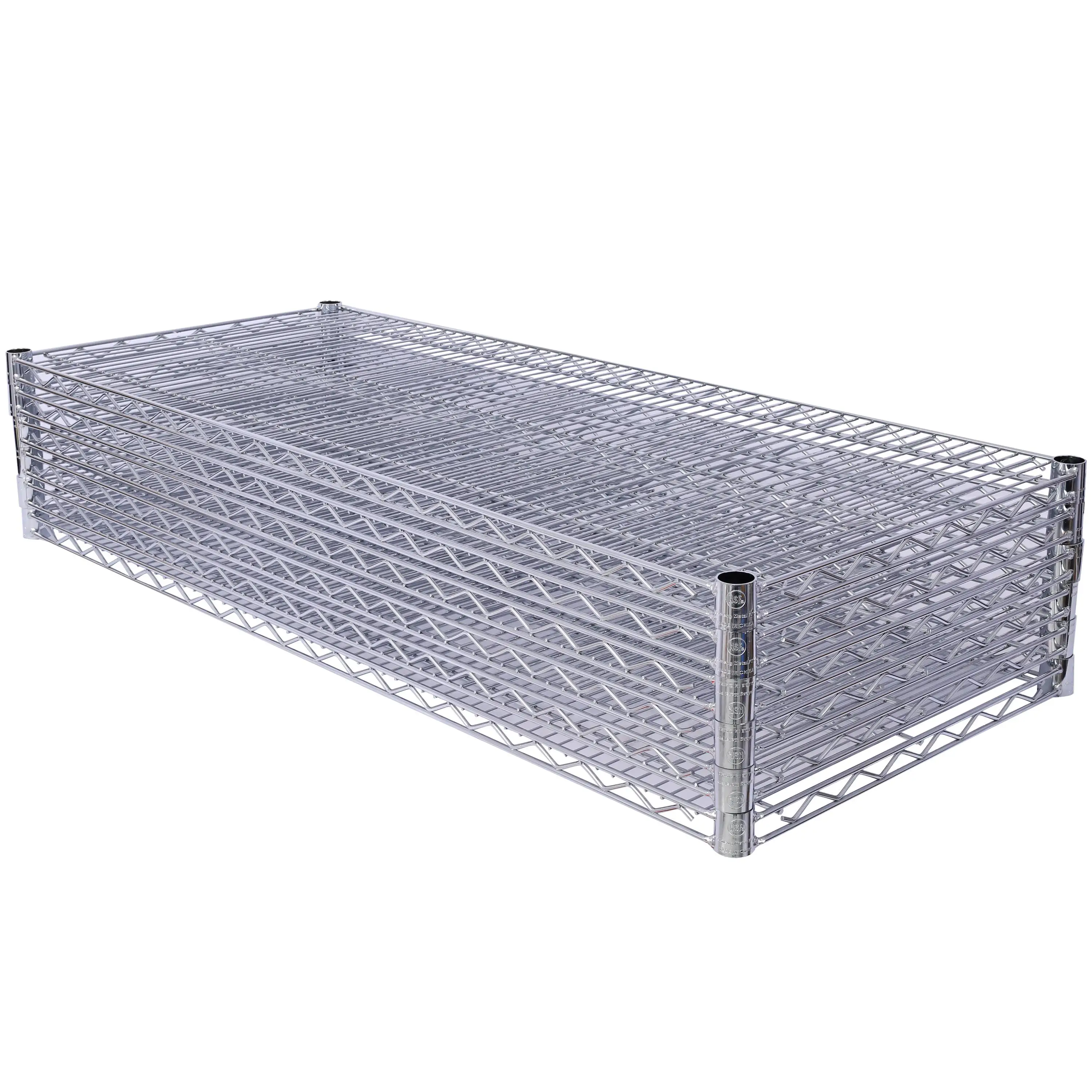 6-Tier NSF Metal Wire Shelving Unit - 6000lbs Heavy Duty Storage Rack with Wheels & Liners, Chrome Finish, 84”H x 48”L x 20”D