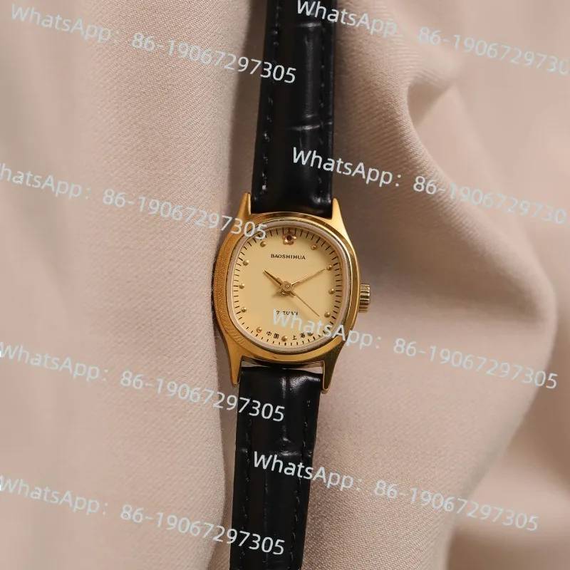 

Gem Flower Domestic Product Shanghai Small Manual Machinery Gold Oval Retro Literary Light Luxury Women's Watch