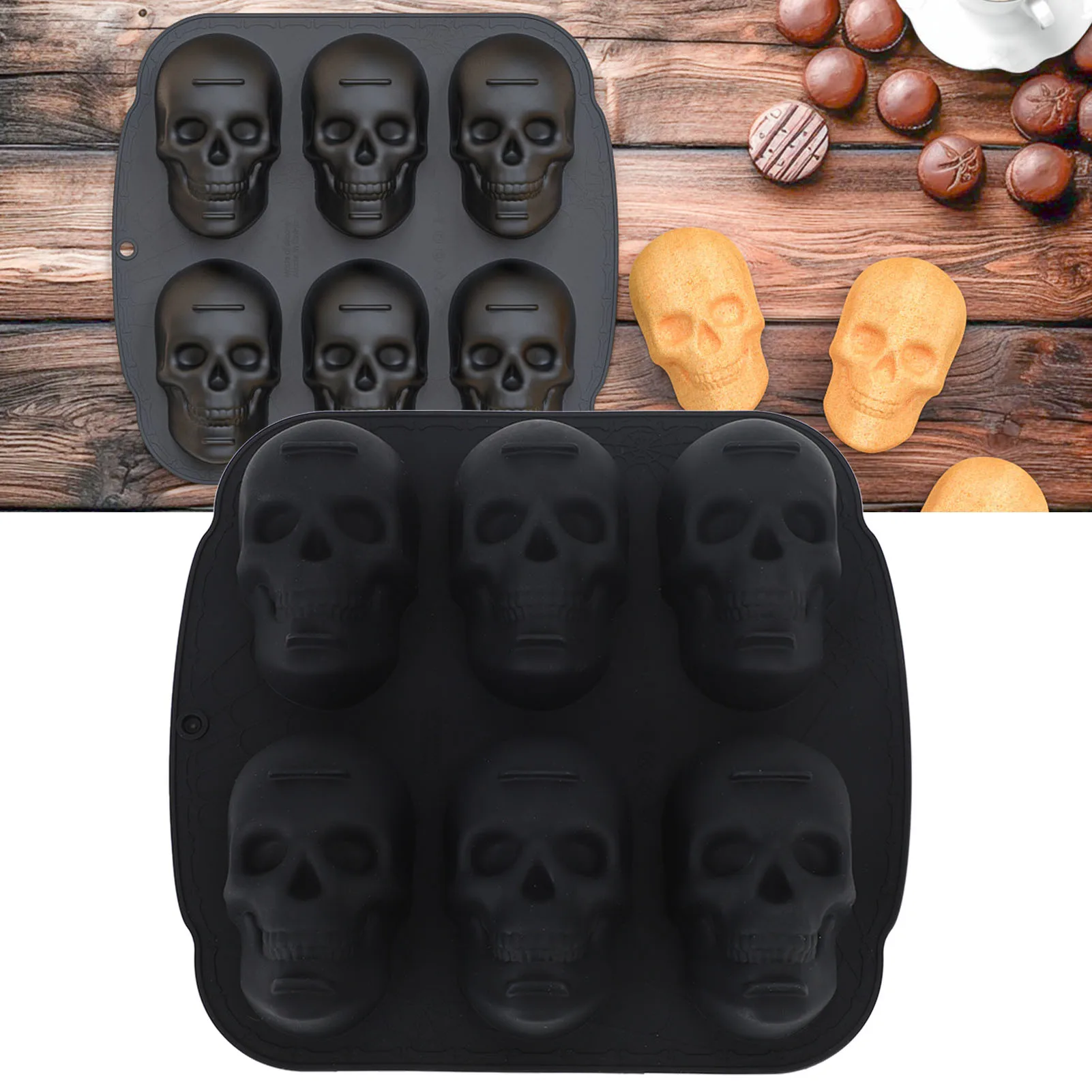 Skull Head Baking Mold Soft Halloween Skeleton Head Cake Mold for Cake Biscuit Chocolate Candy Ice halloween decorations home