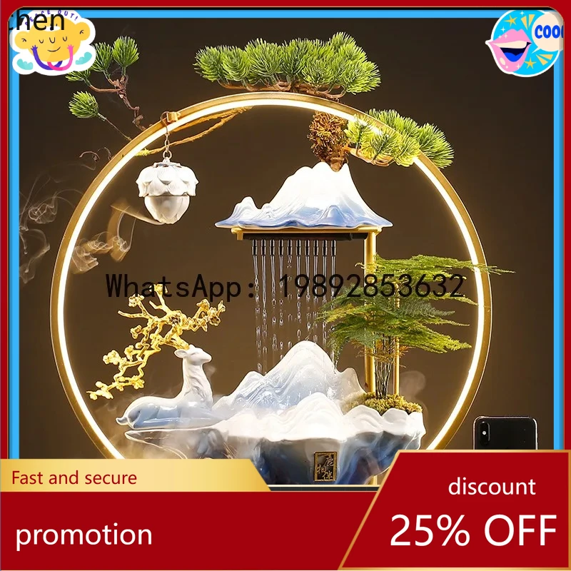 

YFY Creative Ceramic Circulating Water Flow Wealth-Attracting Home Office Desktop Opening Housewarming Ornament