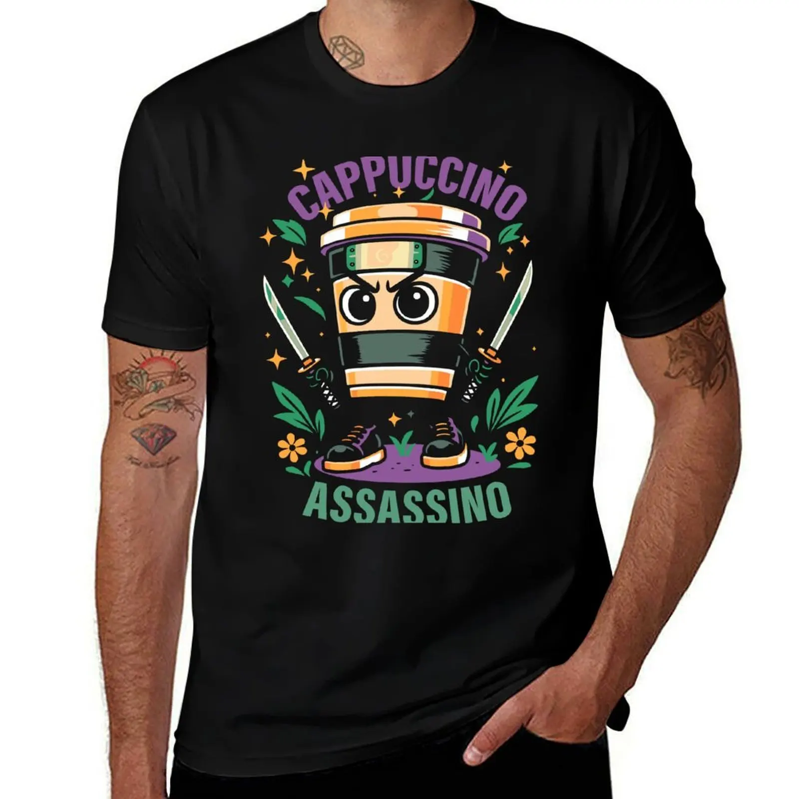 

Cappuccino Assassino Italian Brainrot Memes Dark T-Shirt fashion shirts aesthetic clothes plus sizes black t shirts for men