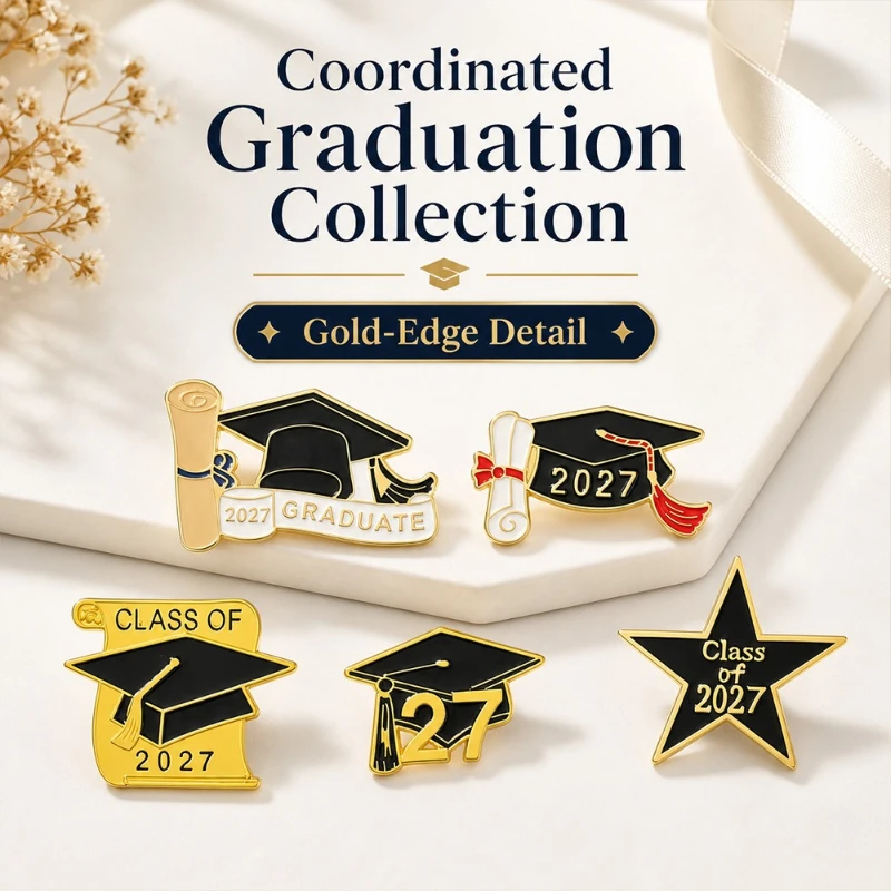 2027 Graduation Brooch Student Commemorative Badges Bachelor Cap Alloy Enamel Pins Gift DIY Clothing Hat Scarf T-shirt Accessory