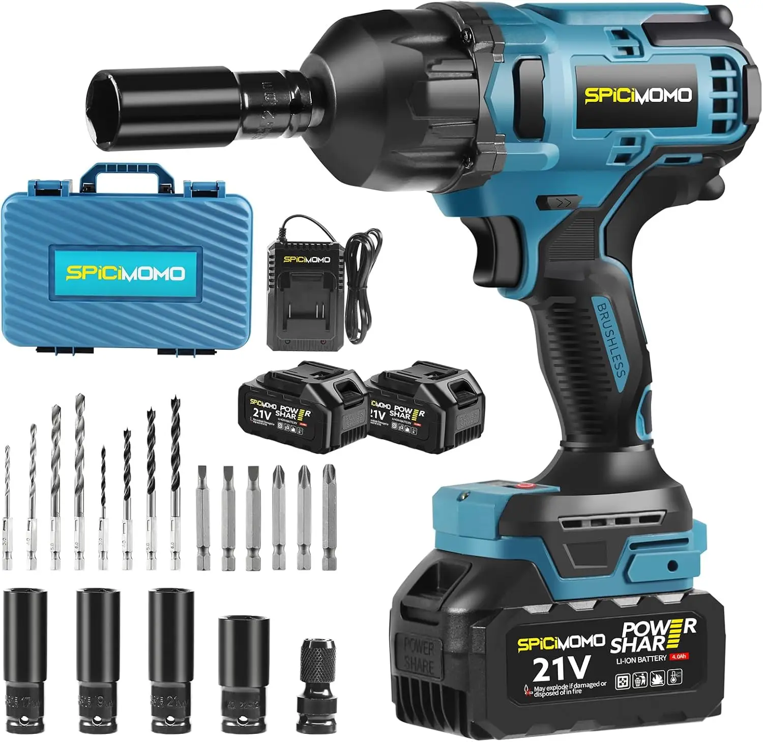 

Cordless Impact Wrench, 1200N.m High Torque 1/2 Heavy Duty Gun With 2x 4.0Ah Batteries, 21V Powerful Driver/Drill for Tough Auto