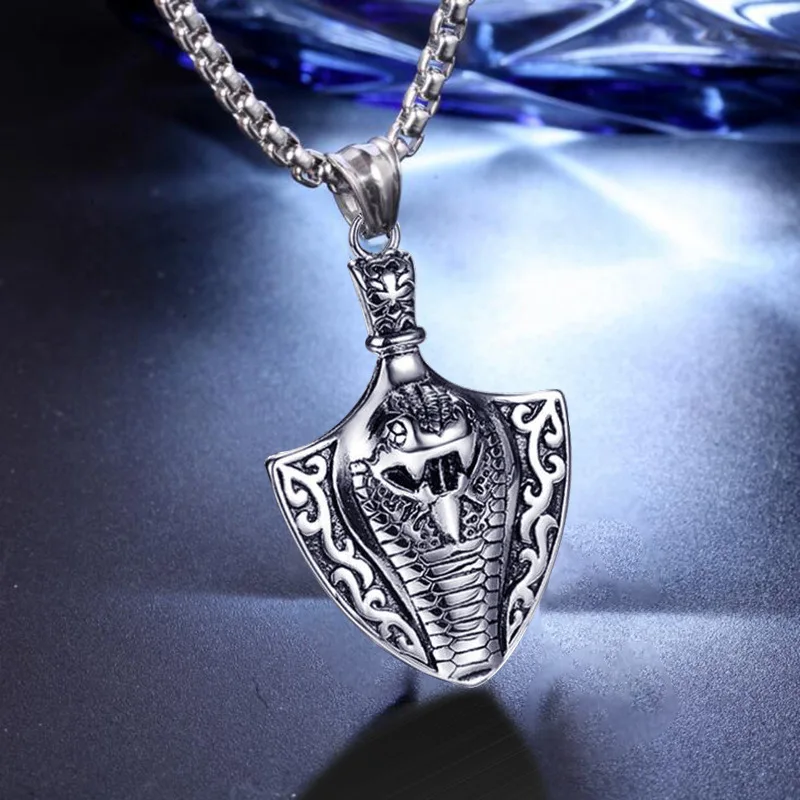 Retro Egyptian Power Cobra King Animal Pendant Necklace Men's Fashion Punk Trend Lucky Wealth Jewelry