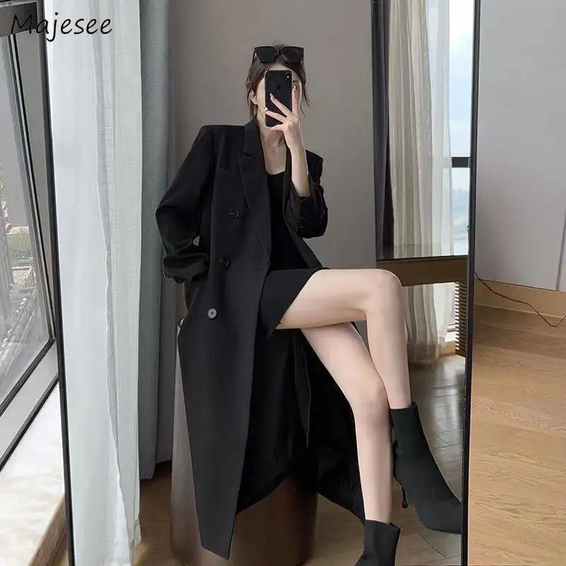 

Solid X-long Trench for Women Temper All-match Streetwear Kroean Fashion Chic Female Clothing Spring Outwear Prevalent Classic