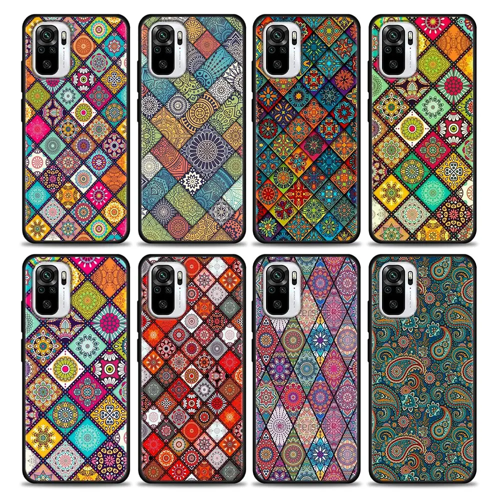 Emboss Vintage Lattice Flower Bohemian Silicone Case For Xiaomi Redmi Note 10 Pro 8 9 11 Pro Plus 7 8T 9T 10S 11S 11T Soft Cover