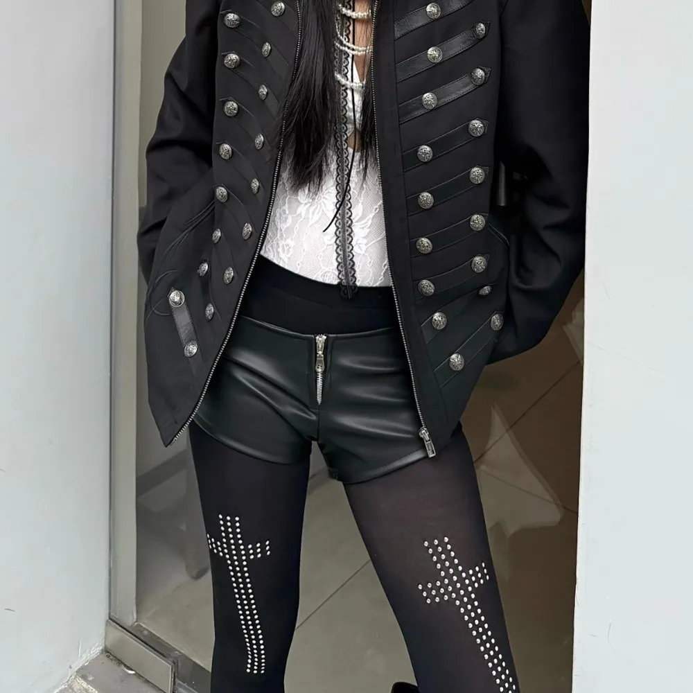 Fashion Punk Black Gothic Tights Breathable Vintage Cross Pantyhose Y2K Soft Rhinestone Stockings Women