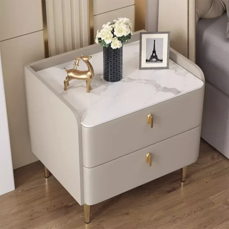 White Bedroom Night Table Nordic Minimalist Trendy Luxury Nightstands Plastic Drawer  Hogar Hotel Furniture