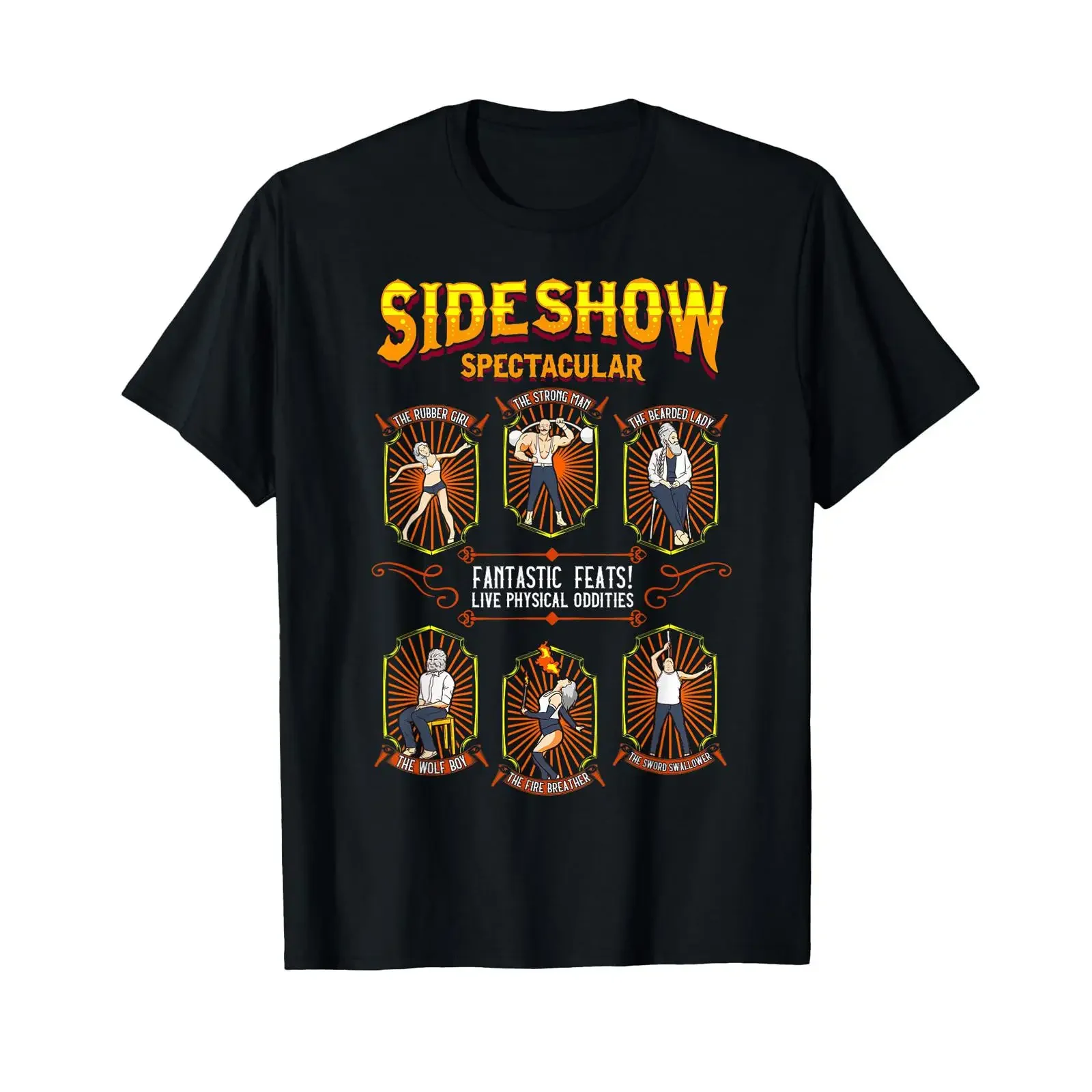 Vintage Carnival Sideshow Spectacular Human Oddities T Shirt vintage Washed Comfortable designer clothes Top For Everyday Wear