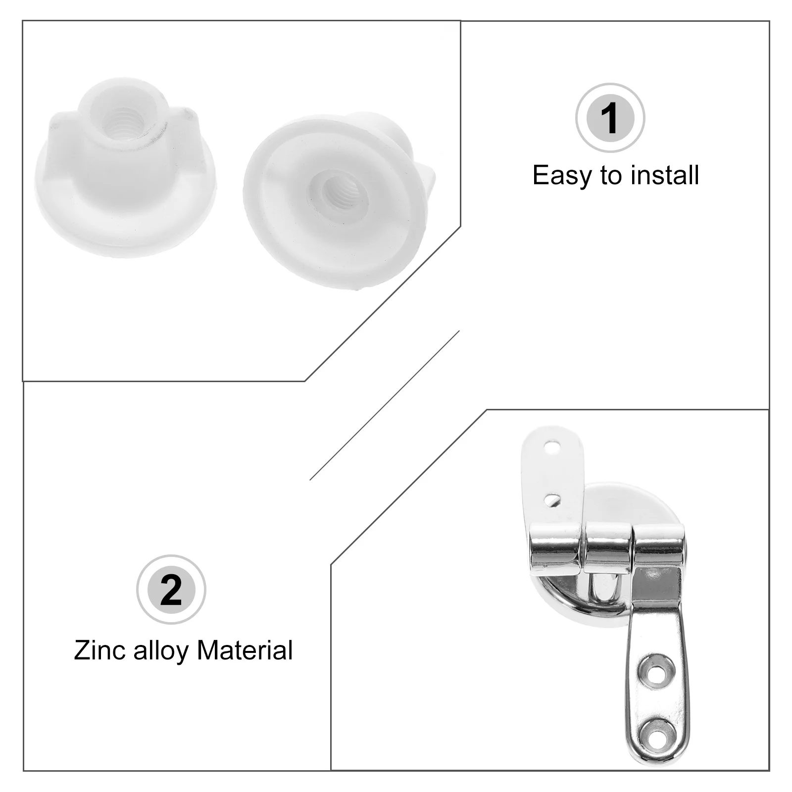 

1Set Toilet Seat Hinges Durable Fixing Fittings Kit Easy Install Metal Safe Toilet Seat Hinge Quick Release Hinge