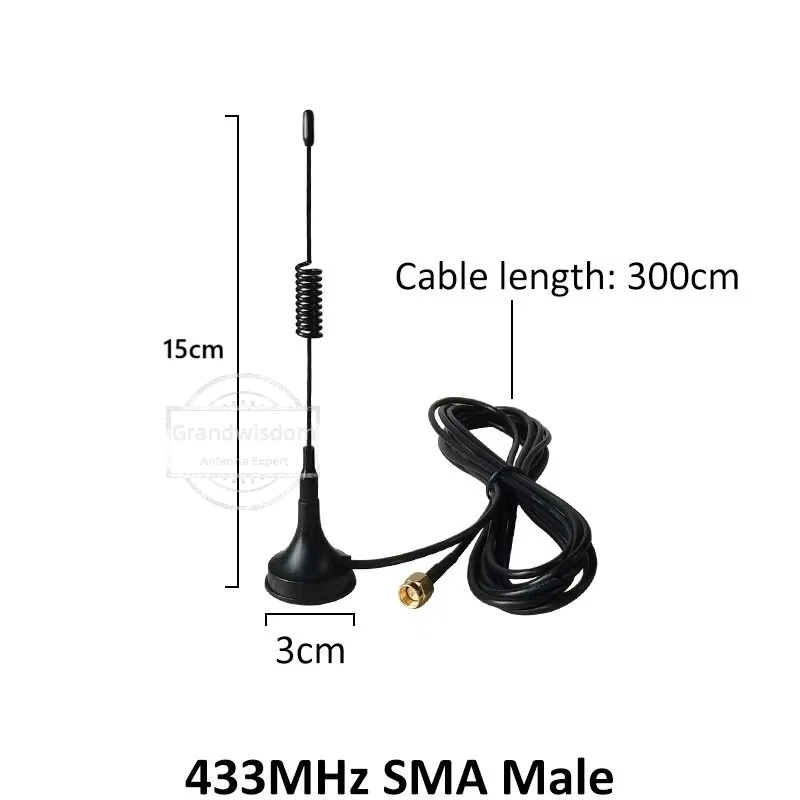 433Mhz Sucker Antenna Gain 5dbi antena  SMA Male Female with Magnetic base 3meter cable for Ham Radio Signal Booster remote image 2