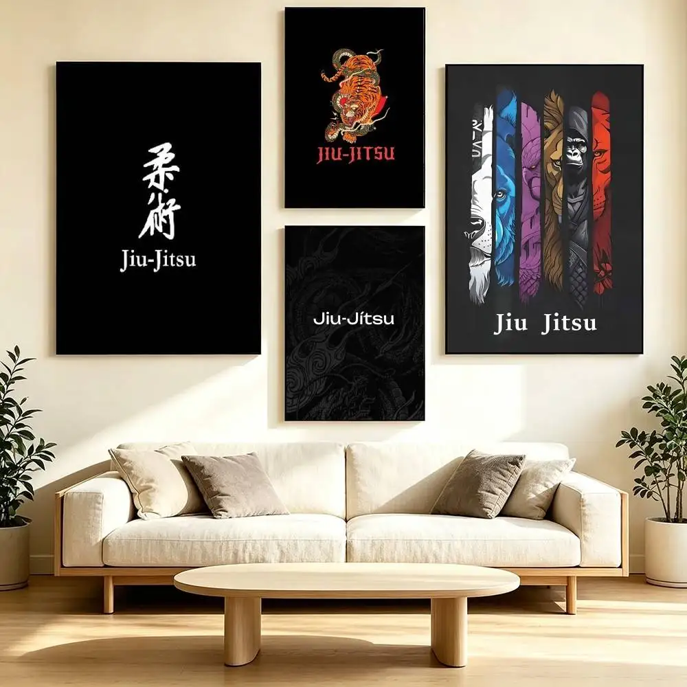 B-Brazilian Jiu-Jitsu Graphic  Poster Waterproof Wall Art Sticker For Bar Living Room Vintage Decor High Quality Print Gift