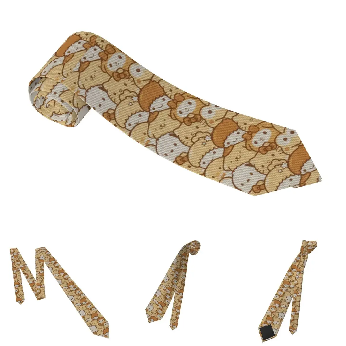 Pom Pom Purin Collage Heren Stropdas Casual Polyester 8cm Breed Cartoon Stropdassen voor Heren Accessoires Das Kantoor