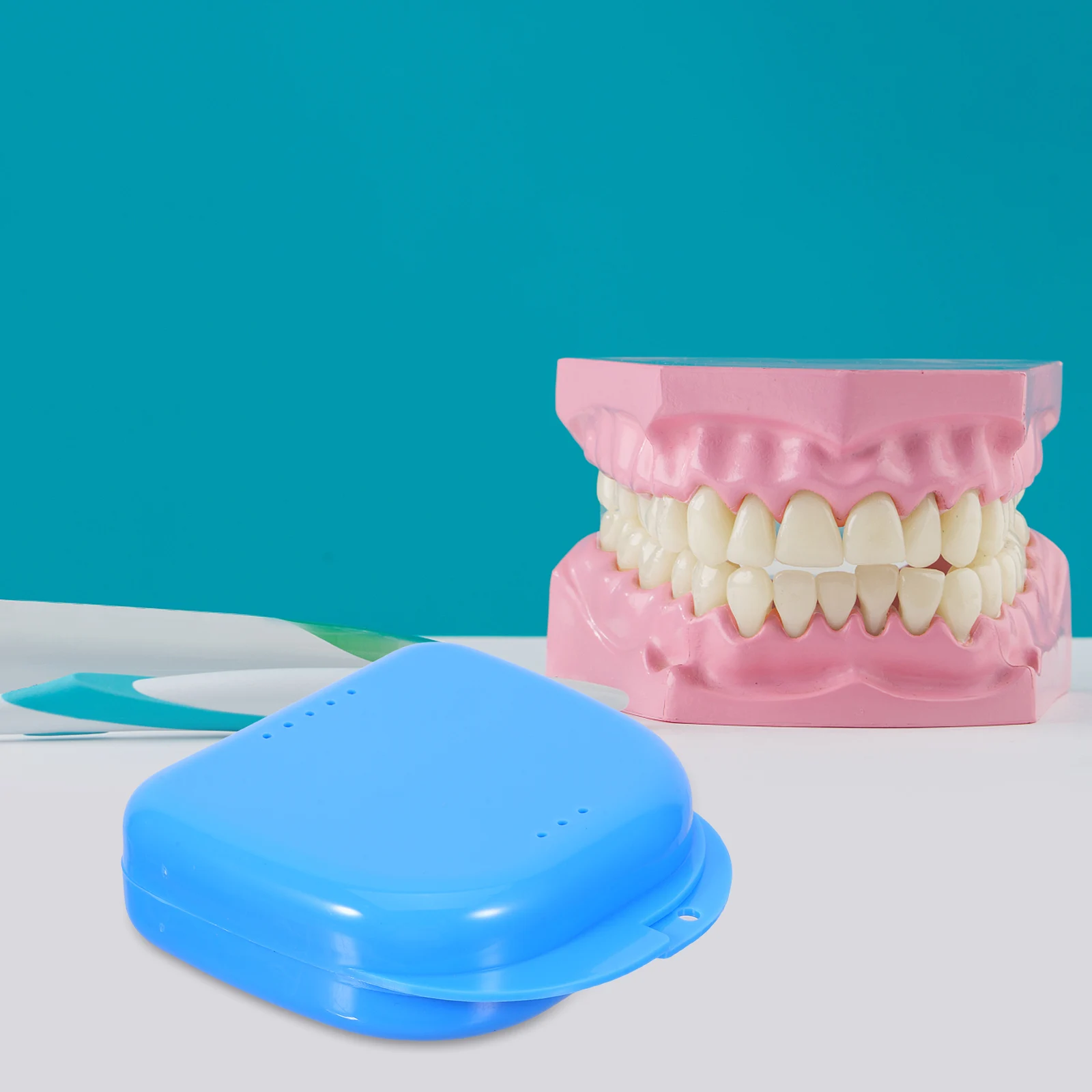 

12Pcs Oral Appliance Case Lightweight Blue Denture Holder with Ventilation Secure Compartments for Retainers Braces Travel