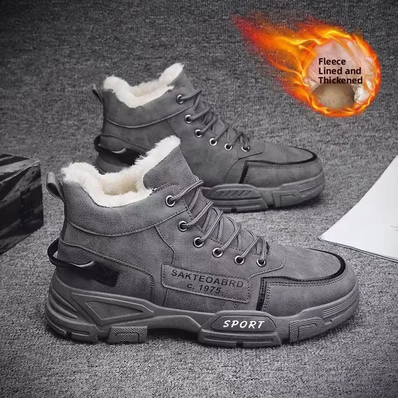 

Men's Winter Snow Boots High-Cut Warm Cotton oes Anti-Slip Work Se Boots Faionable Boots Rubber Outsole