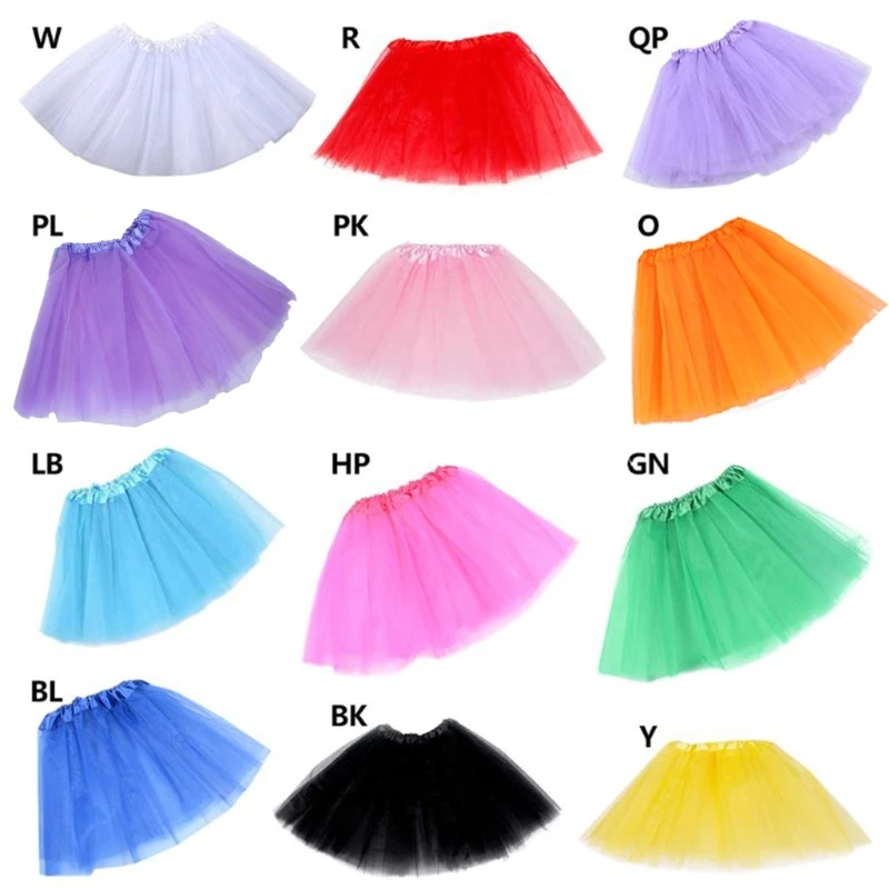 Y1UB 12 Colors Women Adult Three Layer Tulle Ballet Skirt Pleated Sweet Candy Co