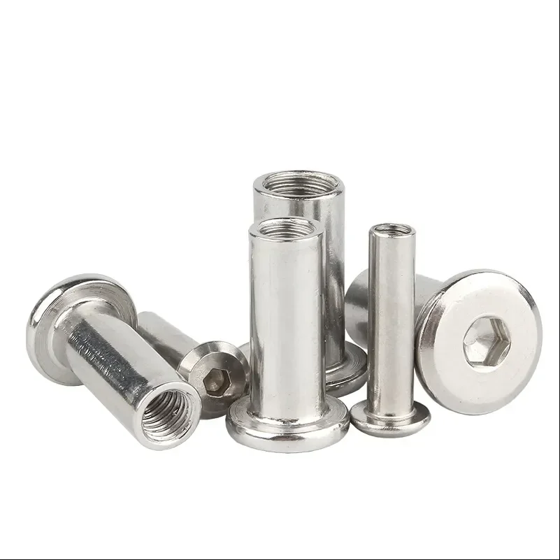 M3 M4 M5 M6 M8 M10 304 Stainless Steel Large Flat Hex Hexagon Socket Furniture Rivet Connector Insert Joint Sleeve Cap Nut