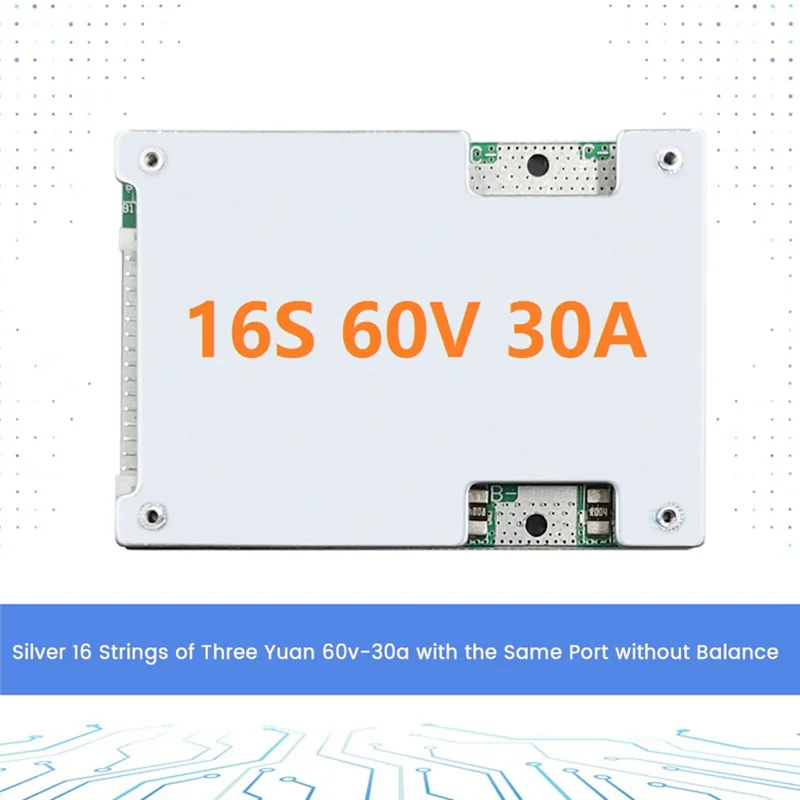 ممتاز-16S 60 فولت 30A لوح حماية بطارية ليثيوم ثلاثية BMS PCB لوح حماية لا توازن للدراجات النارية الكهربائية E-Bik