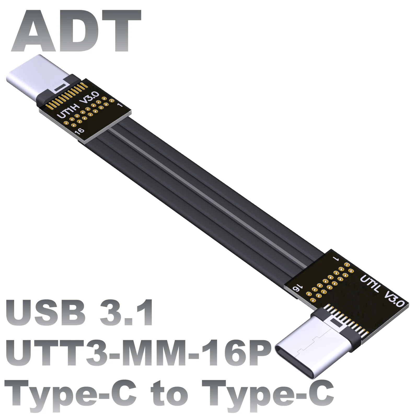 6A L-Type 90 Degree Elbow USB-C to USB-C Cable Axial Type-C FFC Foldable Photography Cord 10Gbps for Digital Devices 3-300cm Len