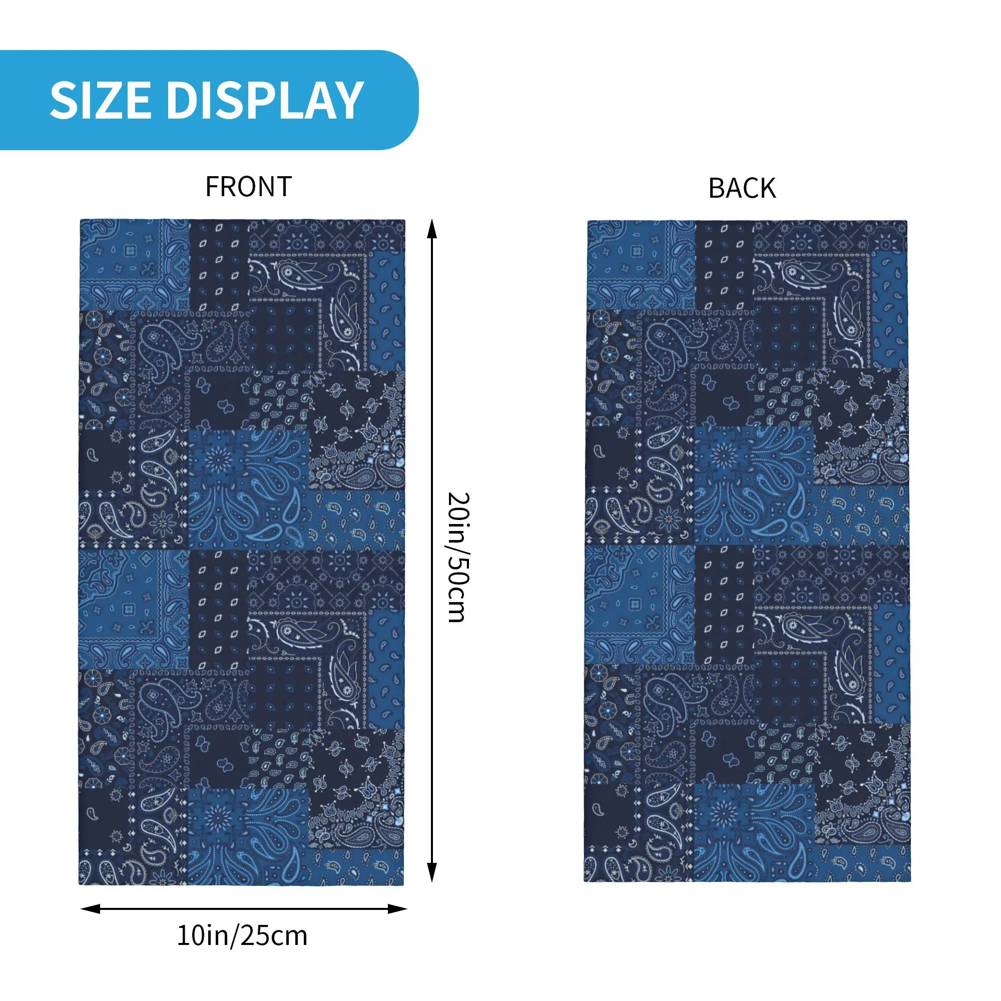Custom Blue Classic Paisley Hot Bandana Neck Warmer Men Women Winter Hiking Ski Scarf Gaiter Vintage  Face Cover