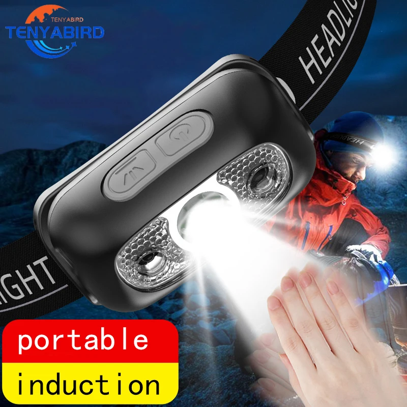 

Mini LED Headlamp Portable Body Motion Sensor Headlight USB Rechargeable Camping Flashlight Lamp For Outdoor Light Fishing Torch