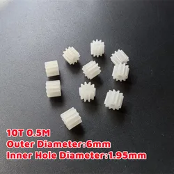 10PCS 10 Teeth 0.5M Plastic Gear 10T OD= 6mm Hole= 1.95mm DIY Model Technology Toys Motor Pinion Gears Spare Parts 102A