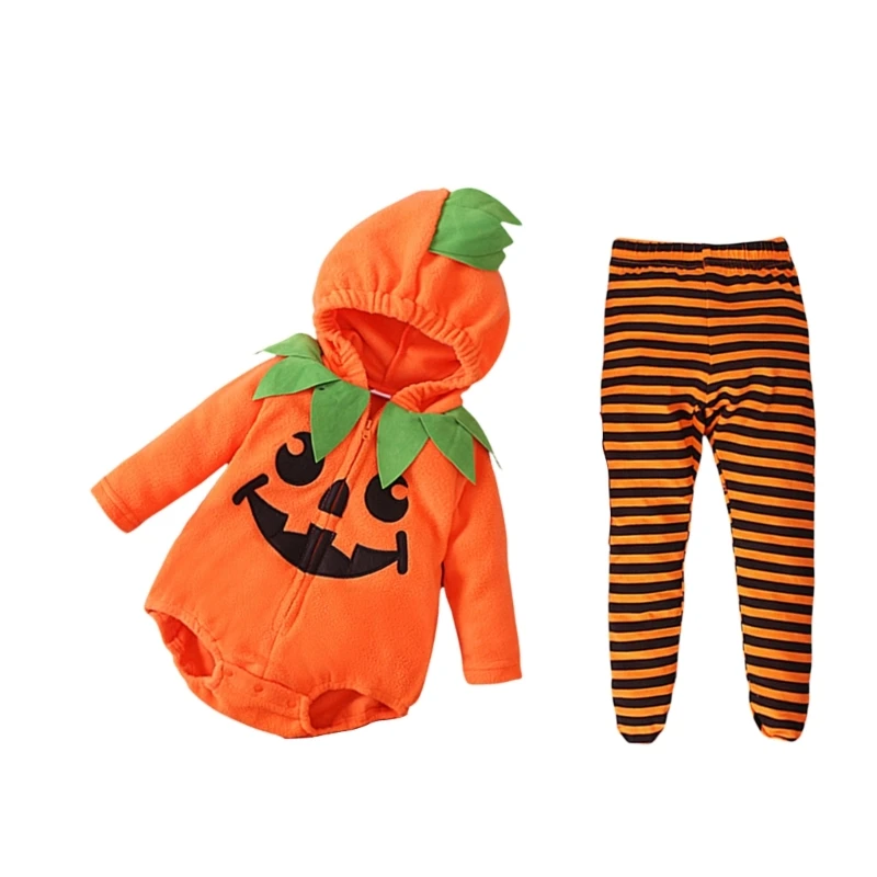 634C Halloween Pompoen Babykleding Halloween Pompoen Kostuum Hoodie Romper Broek Outfits