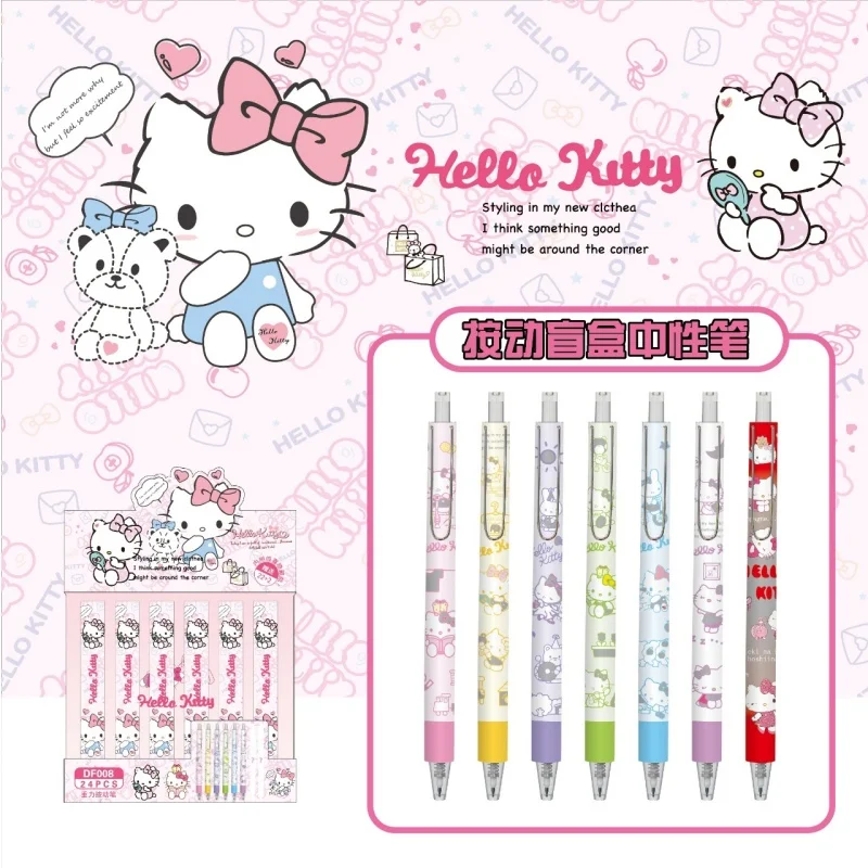 

24pcs/lot Kawaii Sanrio Kitty Press Gel Pen Cute 0.5mm Black Ink Neutral Pens Promotional Gift Office School Writing Supplies