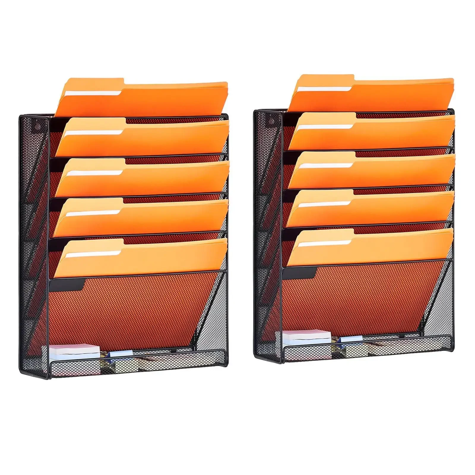 

Настенная полка для файлов, сетчатый настенный держатель для файлов, 2 предмета, 6 карманов для офиса/школы