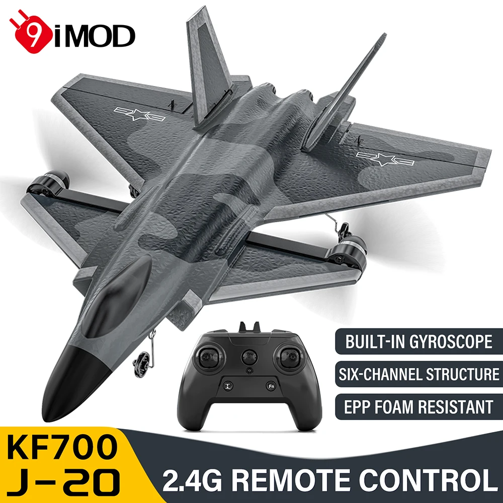 9IMOD RC Aircraft KF700 Six Channel J-20 Fighter Brushless Fixed Wing Glider Toy RC Airplane for kids Birthday Christmas Gift