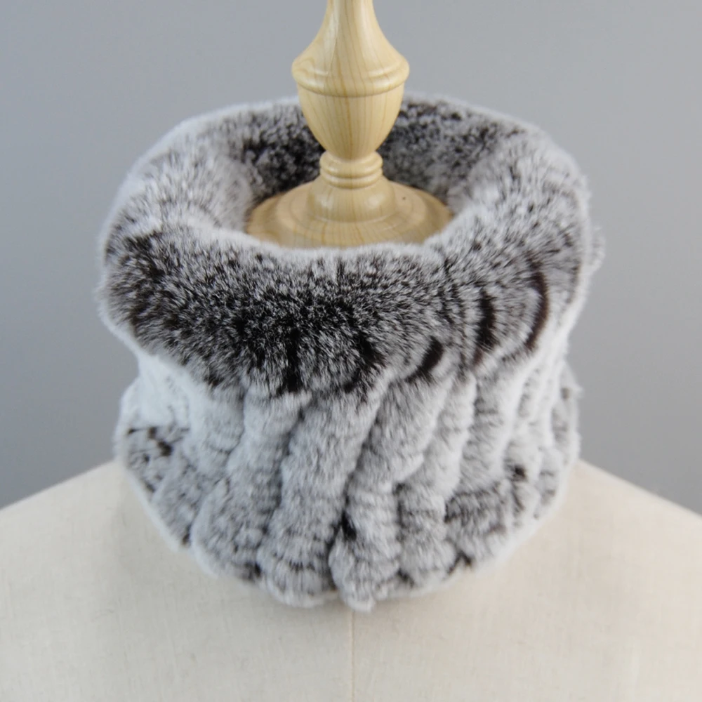 Winter Frauen Echtpelz Handgemachte Stretch Pelz Schal Stricken Echte Rex Kaninchen Pelz Stirnbänder Mädchen Natürliche Pelz Ring Gugel Snood schals