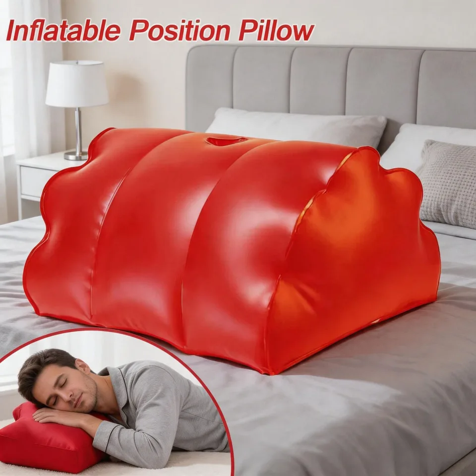 

PU Leather Inflatable Pillow Half Moon Shape Cushion Wedge Petal Mount Bolster Travel Outdoor Play Mat Multifunctional Furniture