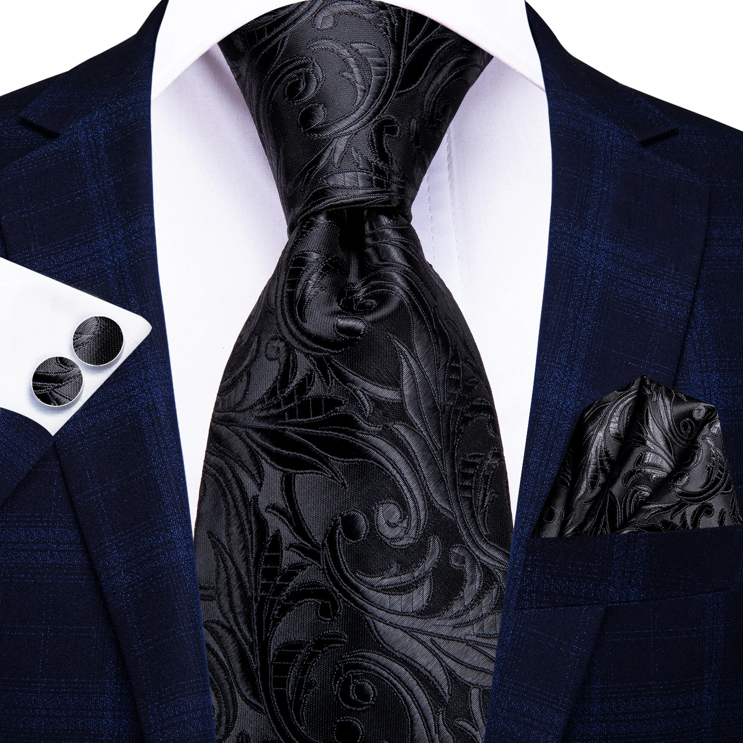 メンズネクタイセット、カフスボタンとポケットチーフ付き3ピー - Silk Tie Striped のレビューと価格