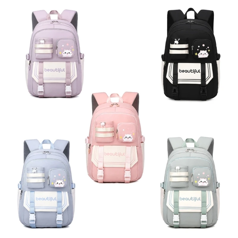 Mochila elegante coreana para niñas, bolso escolar capacidad, mochila informal