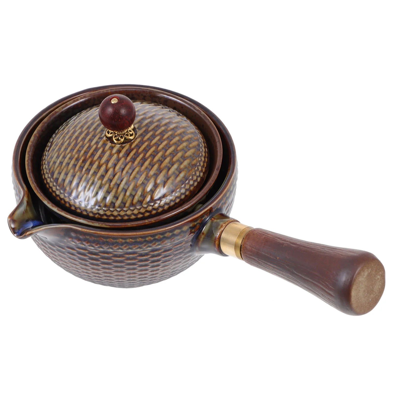 

1Pcs Single Teapot Ceramic Heat Resistant Sturdy Filter Easy Clean for Pure Tasting Tea Daily Use Gift Idea Brown