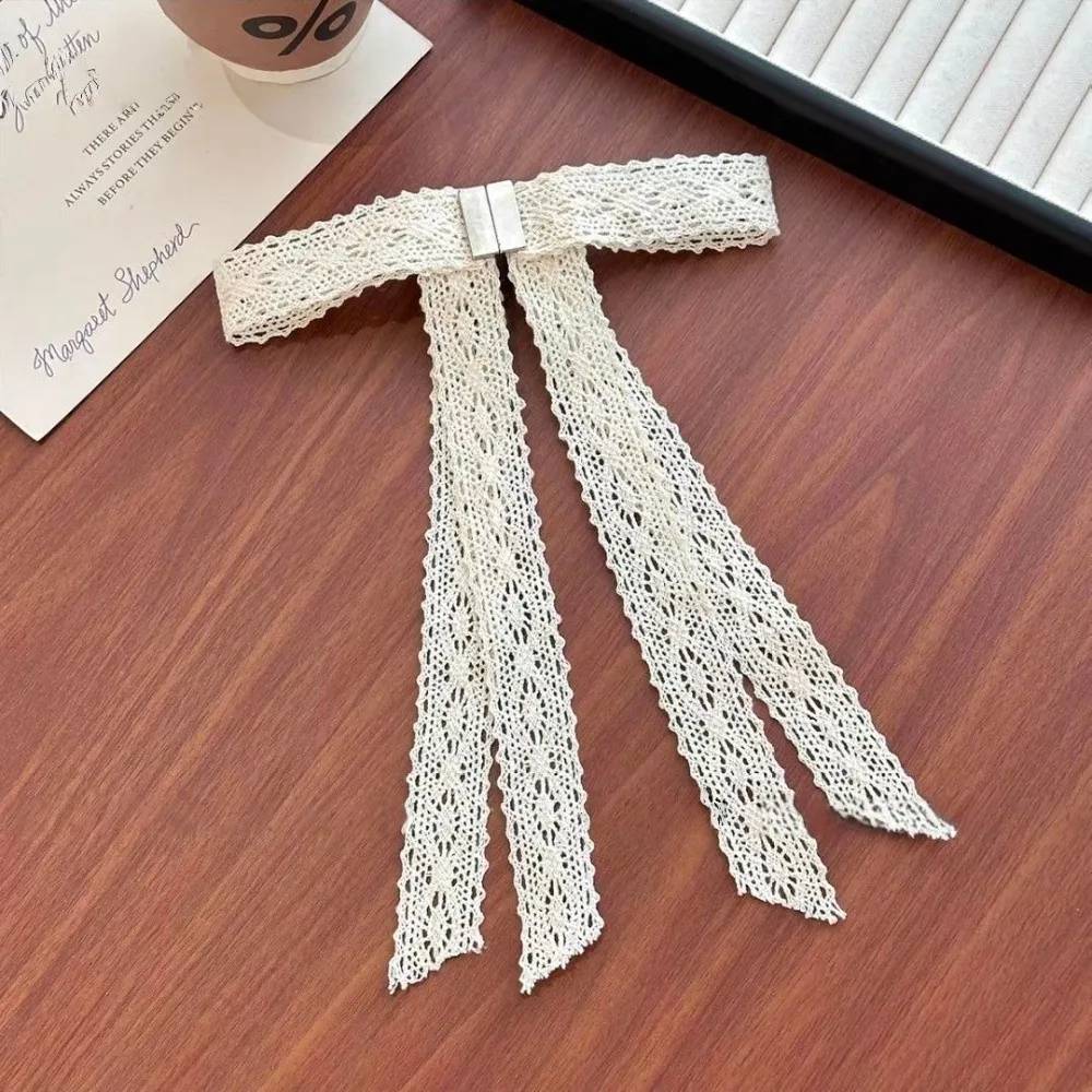 Lace Bow Magnetic Hair Clips Soft Skin Lightweight Half-Up Hair Clip Vintage Tassel Ribbon Hair Accessory aily Casual Wear