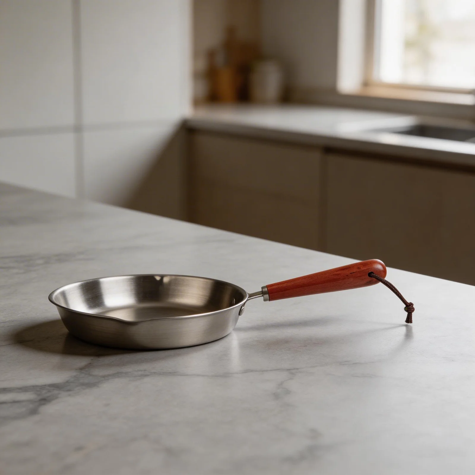 Uncoated 304 Stainless Steel Frying Pan with Cool Wooden Handle for Safe Cooking Lightweight and Easy to Maintain