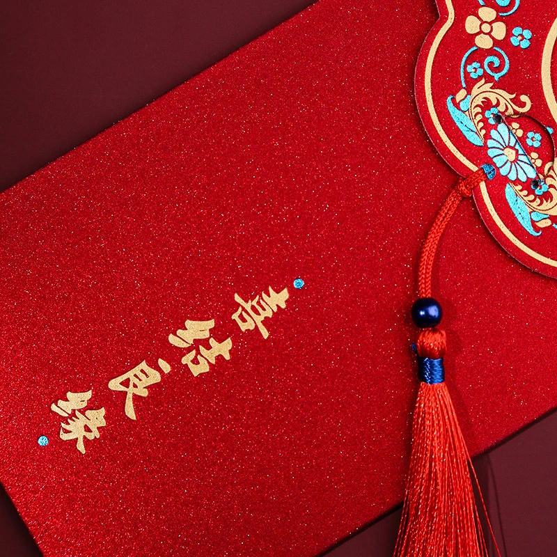 10 pçs tradicional chinês casamento envelope vermelho com borla pacotes de dinheiro da sorte bênção pacote vermelho hongbao presentes de casamento