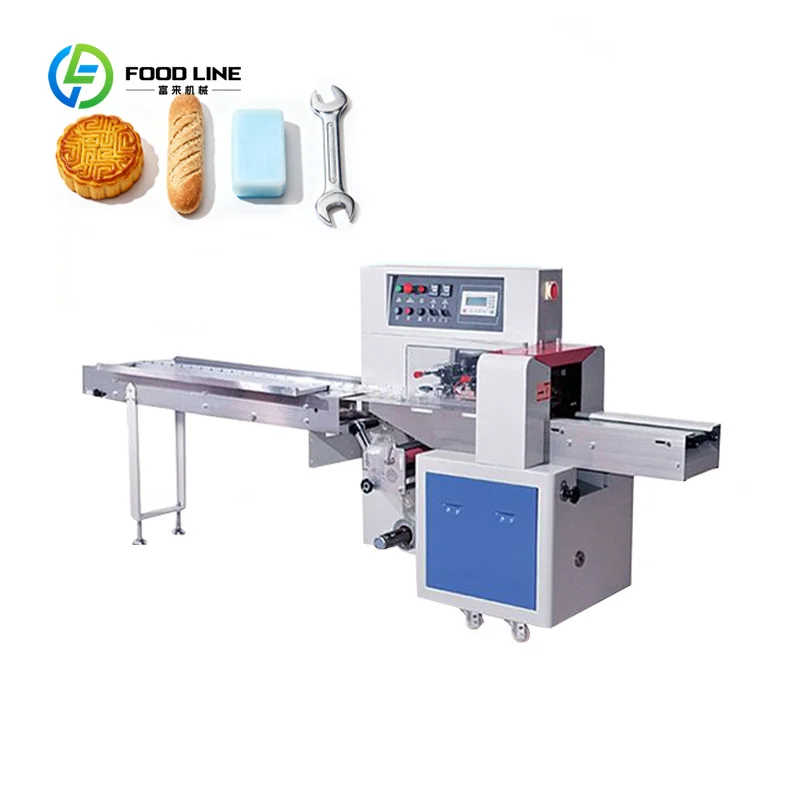 Customized High Speed Automatic Horizontal Wrapping Flowing Pack Soft and Hard Candy Biscuit Pillow Packaging Wrapping Machine