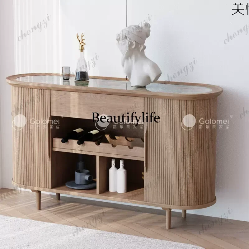 M45 Solid wood dining side cabinet ashwood rock slab integrated locker household wine cabinet  custom 40-50 days