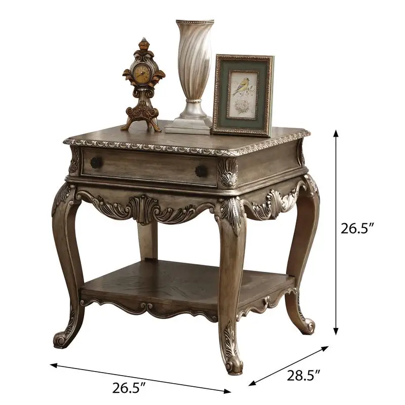 طاولة نهاية مستطيلة من خشب البلوط العتيق مع مساحة تخزين - لهجة مثالية لغرفة المعيشة أو غرفة النوم