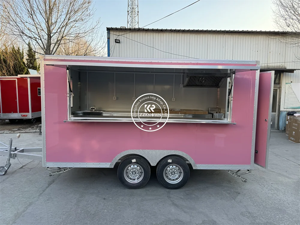 Fast Food Truck Mobile Kitchen Trailer Bubble Tea Kiosk Catering Trailer Fully Equipped Hot Dog Ice Cream Cart Food Trailer