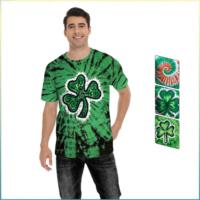 

St Patri's Day een Hat Festival Cross-Border Par T-irt Men's Clothes Korean Sle Loose Fit Cotton round Ne ort S...