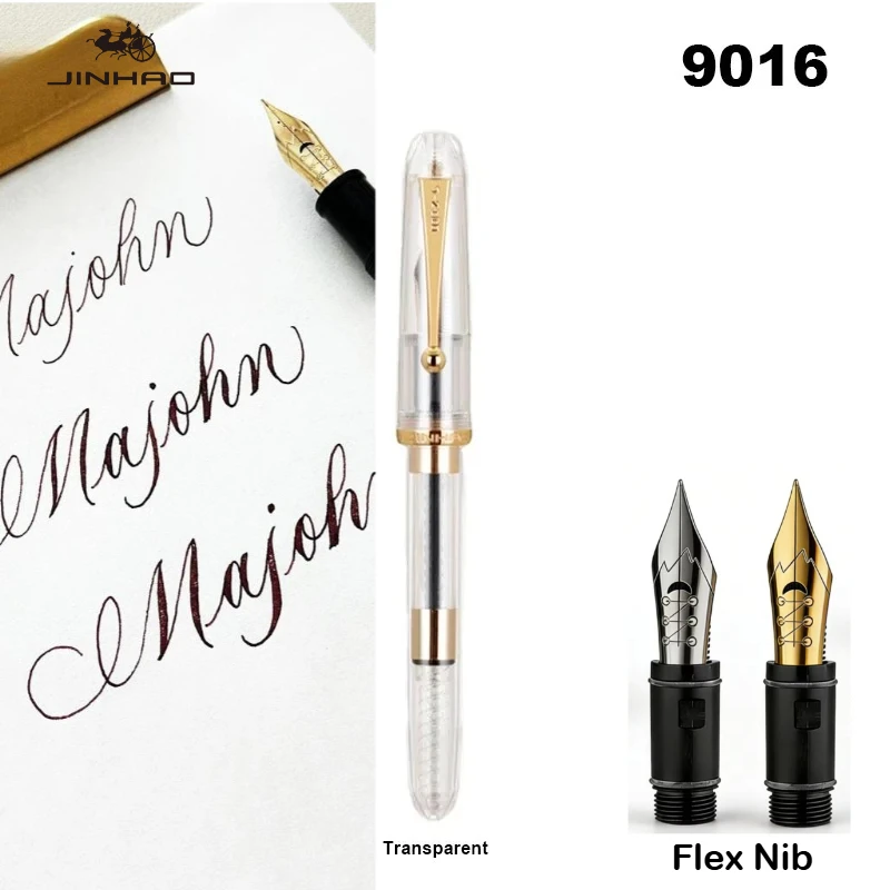 

Jinhao 9016 Fountain Pen Acrylic Transparent Color luxury Pens With Majohn Flex Nib Writing Office School Supplies Stationery
