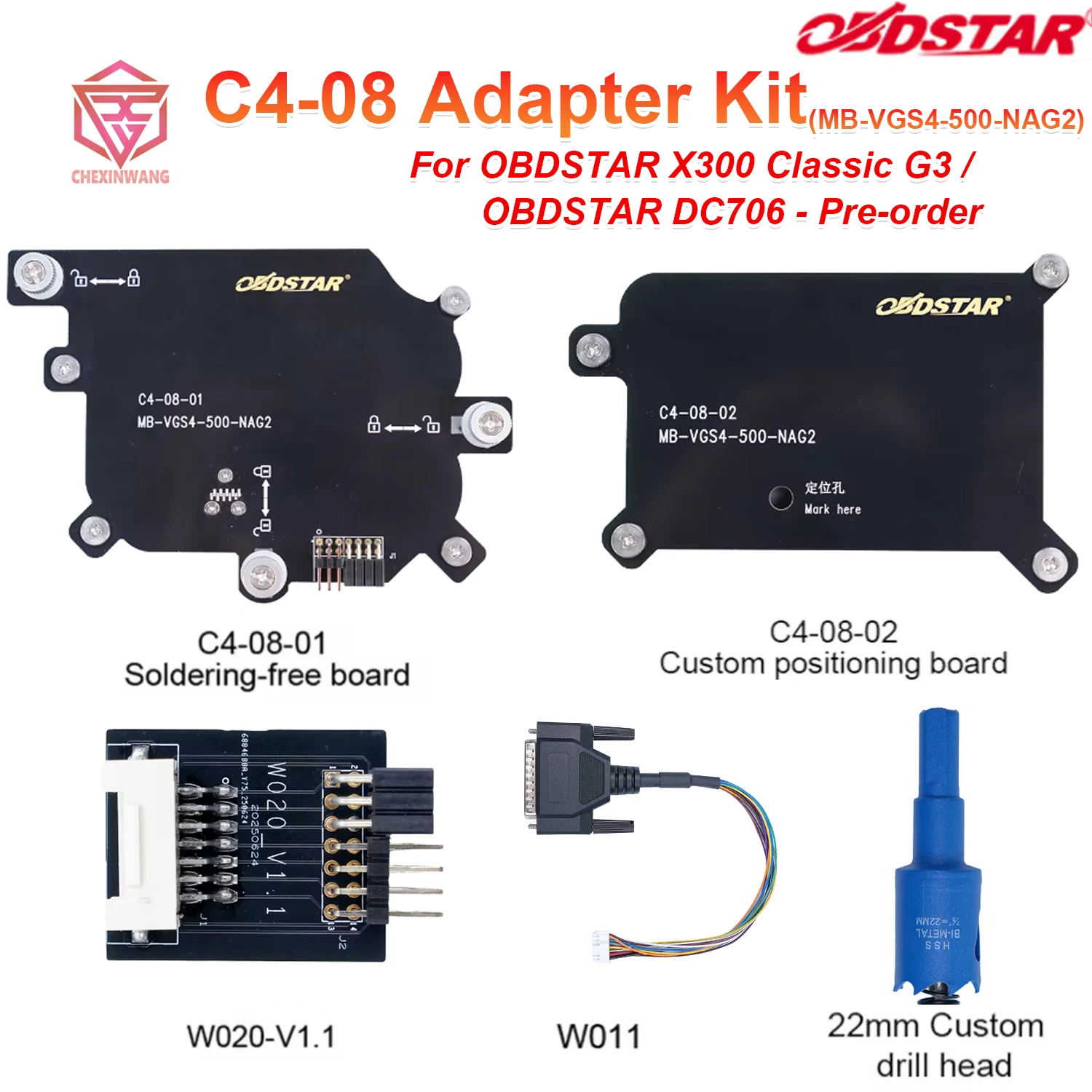 

OBDSTAR C4-08 (MB-VGS4-500-NAG2) Adapter Kit for OBDSTAR X300 Classic G3 / OBDSTAR DC706 - Pre-order