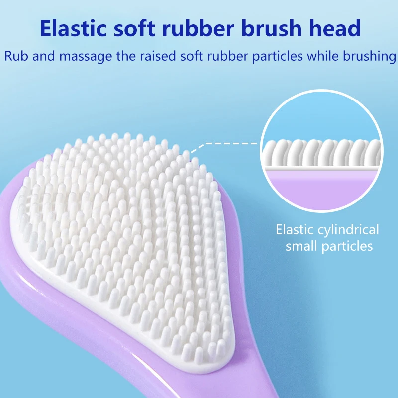 2pcs Tongue Cleaners Adult Kids Reusable Silicone Tongue Scraper Brush Washable Tongue Cleaning Tools Fresh Breath Oral Hygiene