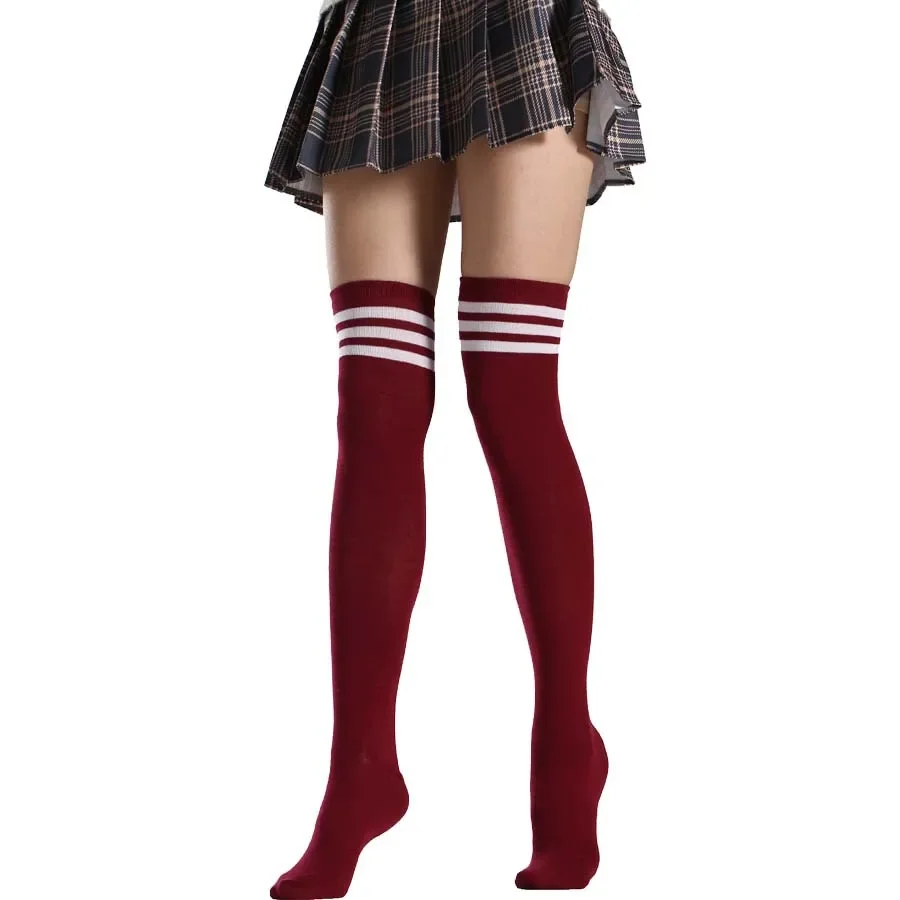 Chaussettes de danse Anime JK pour femmes, chaussettes longues rayées, cuisse haute, cosplay sexy, mode fille