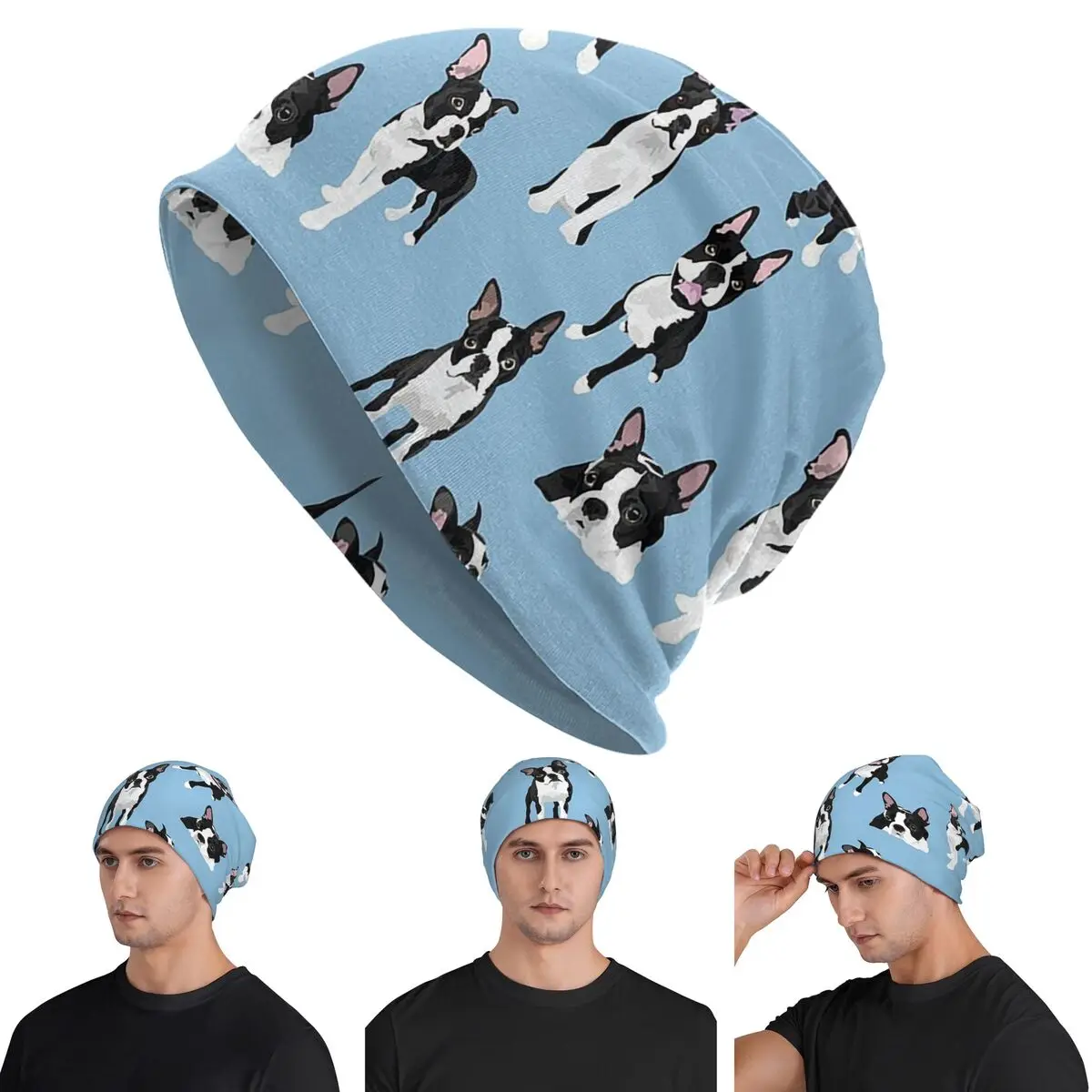 Boston Terrier Cute Dog Warm Knitted Cap Fashion Bonnet Hat Autumn Winter Outdoor Beanies Hats for Men Women Adult