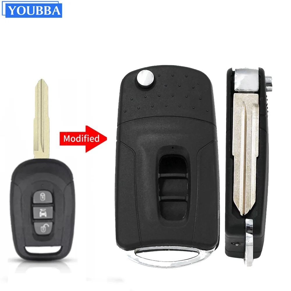 YOUBBA Modified Flip Folding 3 Buttons Remote Car Key Shell Fob Case For Chevrolet Captiva 2006-2009 Key Case Cover